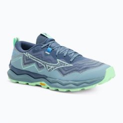 Buty do biegania męskie Mizuno Wave Daichi 9. Niebieskie buty do biegania męskie Mizuno, bez wzorów, z materiału, bez zapięcia, do biegania, mizuno wave. Za 659.99 zł.
