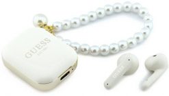 Słuchawki TWS Guess Pearl Strap biały. Białe słuchawki bluetooth Guess. Za 130.22 zł.