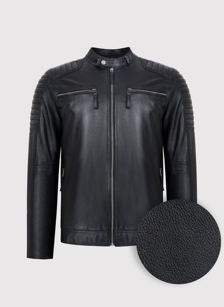 PAKO LORENTE – Kurtka skórzana P22SF-5S-001-C-0. Czarne kurtki męskie Pako Lorente, m, bez wzorów, ze skóry, bez ramiączek, bez kaptura. Za 999.99 zł.