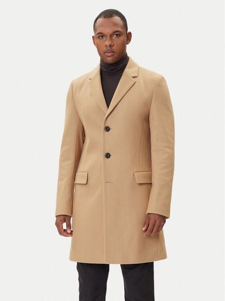 HUGO Płaszcz wełniany Migor2541 50546528 Beżowy Slim Fit. Brązowe płaszcze męskie Hugo, na zimę, m, bez wzorów, z wełny, bez kaptura. Za 1,279.00 zł.