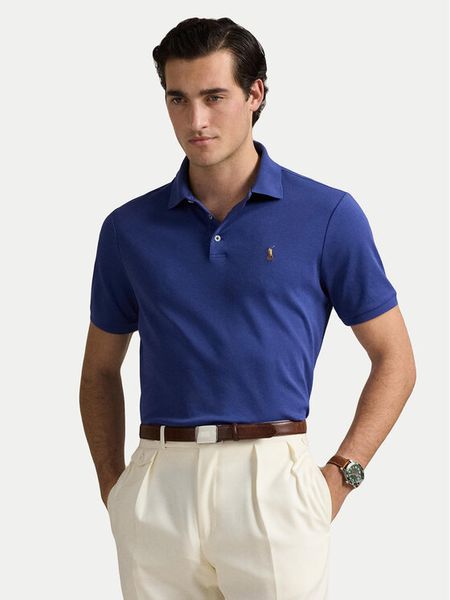 Polo Ralph Lauren Polo 710704319164 Granatowy Slim Fit. Niebieskie koszulki polo męskie Polo Ralph Lauren, m, bez wzorów, z bawełny, bez kołnierzyka, bez ramiączek. Za 339.99 zł.