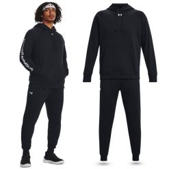 Dres sportowy męski UNDER ARMOUR Knit Track Suit bluza + spodnie. Czarne bluzy nierozpinane męskie Under Armour, m, bez wzorów, z dresówki, sportowe, bez ramiączek, bez kaptura. Za 329.99 zł.