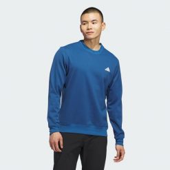 Bluza Ultimate365 Climawarm Crewneck. Niebieskie bluzy nierozpinane męskie ADIDAS, bez wzorów, sportowe, bez ramiączek, bez kaptura. Za 369.00 zł.