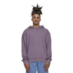 Lekka Męska Bluza Z Kapturem Frotte. Fioletowe bluzy nierozpinane męskie Urban Classics, m, bez wzorów, bez ramiączek, z kapturem. Za 120.99 zł.