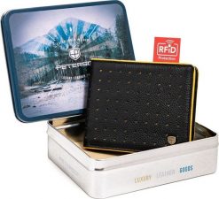 Peterson Skórzany, sportowy portfel męski z ochroną kart RFID Peterson NoSize. Brązowe portfele męskie Peterson, bez wzorów. Za 185.42 zł.