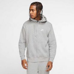 Bluza sportowa męska Nike Club Hoodie FZ. Szare bluzy nierozpinane męskie Nike, m, bez wzorów, sportowe, bez ramiączek, bez kaptura. Za 297.85 zł.