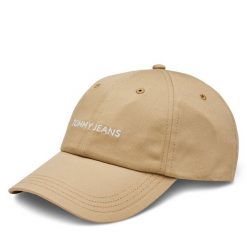 Czapka z daszkiem Tommy Jeans. Brązowe czapki męskie Tommy Jeans, bez wzorów, z jeansu. Za 79.99 zł.