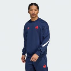 Bluza France Travel. Niebieskie bluzy nierozpinane męskie ADIDAS, l, bez wzorów, bez ramiączek, bez kaptura. Za 439.00 zł.
