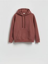 Bluza z kapturem - bordowy. Czerwone bluzy nierozpinane męskie Reserved, l, bez wzorów, z bawełny, bez ramiączek, z kapturem. Za 129.99 zł.