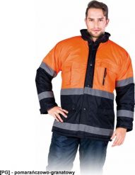 Kurtka męska R.E.I.S. BLUE-ORANGE-J - Kurtka zimowa z pasami odblaskowymi 2XL. Niebieskie kurtki męskie R.E.I.S., na zimę, m, bez wzorów, bez ramiączek, bez kaptura. Za 164.73 zł.