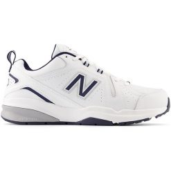Buty męskie New Balance MX608EN5 – białe. Białe buty do biegania męskie New Balance, bez wzorów, z materiału, bez zapięcia. Za 249.99 zł.