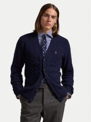 Polo Ralph Lauren Kardigan 710949808001 Granatowy Regular Fit. Niebieskie swetry męskie Polo Ralph Lauren, bez wzorów, z wełny, bez kołnierzyka, bez ramiączek. Za 679.99 zł.
