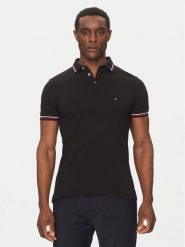 Tommy Hilfiger Polo Tipped MW0MW37346 Czarny Slim Fit. Czarne koszulki polo męskie Tommy Hilfiger, m, bez wzorów, z bawełny, bez kołnierzyka, bez ramiączek. Za 289.99 zł.