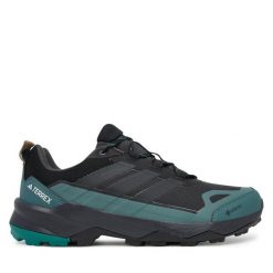 Trekkingi adidas. Czarne buty trekkingowe męskie ADIDAS, bez wzorów, z gore-texu, sportowe, bez obcasa, bez zapięcia. Za 529.99 zł.