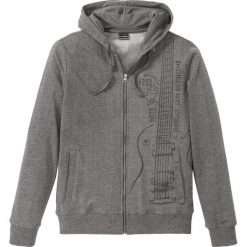 Bluza rozpinana z dużym nadrukiem Slim Fit bonprix szary melanż. Bluzy rozpinane męskie bonprix. Za 79.99 zł.