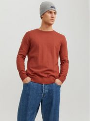 Jack & Jones Sweter 12208364 Pomarańczowy Regular Fit. Brązowe kardigany męskie Jack & Jones, l, bez wzorów, z bawełny, bez ramiączek. Za 129.99 zł.