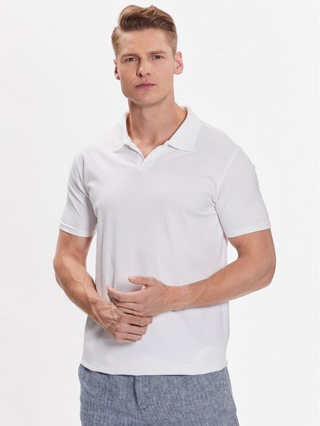 Lindbergh Polo 30-404036 Biały Slim Fit. Białe koszulki polo męskie Lindbergh, m, bez wzorów, z bawełny, bez kołnierzyka, bez ramiączek. Za 109.99 zł.