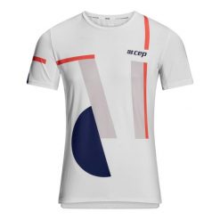 Koszulka sportowa z krótkim rękawem geometryczny wzór CEP męska. Białe t-shirty sportowe męskie CEP, l, bez wzorów, sportowe, bez ramiączek. Za 249.00 zł.