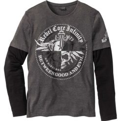Shirt z długim rękawem 2 w 1 Slim Fit bonprix antracytowy melanż. Koszulki męskie z długim rękawem marki bonprix. Za 44.99 zł.