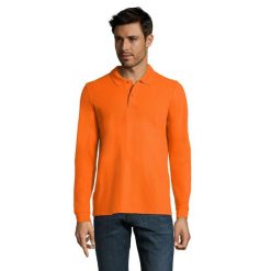 Męska Koszulka Polo Perfect Plain Pique Z Długim Rękawem. Brązowe koszulki polo męskie SOL'S, m, bez wzorów, sportowe, bez kołnierzyka, bez ramiączek. Za 93.99 zł.