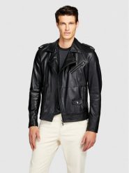 Sisley Kurtka z imitacji skóry 21DYSN02G Czarny Regular Fit. Czarne kurtki męskie Sisley, m, bez wzorów, ze skóry, bez ramiączek, bez kaptura. Za 549.99 zł.