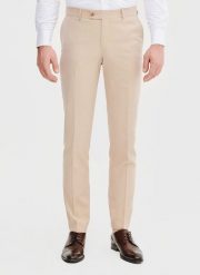 PAKO LORENTE – Beżowe spodnie ganiturowe. Brązowe eleganckie spodnie męskie Pako Lorente, bez wzorów, z elastanu, eleganckie. Za 599.99 zł.