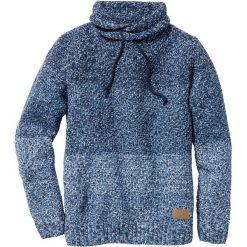 Sweter z szalowym kołnierzem Slim Fit bonprix niebieski melanż. Swetry męskie marki bonprix. Za 69.99 zł.