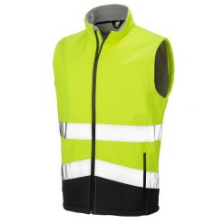 Męska Kamizelka Softshell HiVis. Czarne kurtki softshell męskie SAFEGARD, m, bez wzorów, z softshellu, bez kaptura, trekkingowe. Za 139.99 zł.