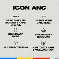 Słuchawki Skullcandy Icon ANC noise cancelling headphones, white. Białe słuchawki bluetooth Skullcandy. Za 413.12 zł.