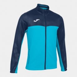 Bluza męska Joma montreal full zip fluor turquise-navy. Niebieskie bluzy nierozpinane męskie Joma, m, bez wzorów, sportowe, bez ramiączek, bez kaptura. Za 179.00 zł.