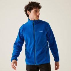 Polar turystyczny męski Hadfield. Niebieskie bluzy z polaru męskie Regatta, m, bez wzorów, z polaru, sportowe, bez ramiączek, bez kaptura. W wyprzedaży za 129.99 zł.