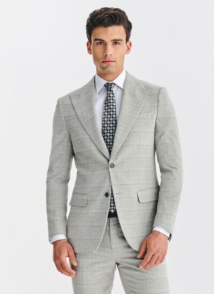 PAKO LORENTE – Szara marynarka garniturowa w kratkę. Szare marynarki męskie Pako Lorente, bez wzorów, z elastanu. Za 799.99 zł.