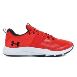Buty treningowe męskie Under Armour Charged Engage. Czerwone buty treningowe męskie Under Armour, bez wzorów, z materiału, bez zapięcia, na fitness i siłownię. Za 309.99 zł.