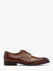 Brązowe półbuty męskie. Brązowe eleganckie półbuty męskie Ryłko, ze skóry, bez obcasa, bez zapięcia. Za 599.99 zł.
