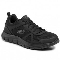 Buty do chodzenia męskie Skechers Trackscloric. Czarne buty do biegania męskie Skechers, bez wzorów, z materiału, bez zapięcia, do biegania. Za 259.99 zł.