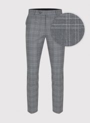 PAKO LORENTE – Szare spodnie garniturowe w kratkę. Szare eleganckie spodnie męskie Pako Lorente, bez wzorów, z poliesteru, eleganckie. Za 399.99 zł.