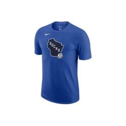 Koszulka sportowa męska Nike Nba Milwaukee Bucks City Edition Logo Dri-fit. Niebieskie t-shirty sportowe męskie Nike, m, bez wzorów, z bawełny, sportowe, bez ramiączek. Za 129.00 zł.