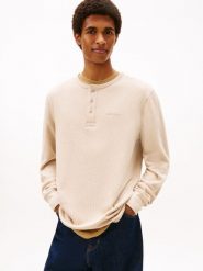 Tommy Jeans Męska koszula z długim rękawem Mężczyźni Bawełna beżowy wypukły wzór tkaniny, S. Brązowe koszule męskie Tommy Jeans, m, bez wzorów, z bawełny, bez kołnierzyka, bez ramiączek. Za 289.95 zł.