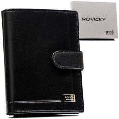 Portfel męski Rovicky PC-027L-BAR czarny. Czarne portfele męskie ROVICKY, bez wzorów, ze skóry. Za 71.99 zł.