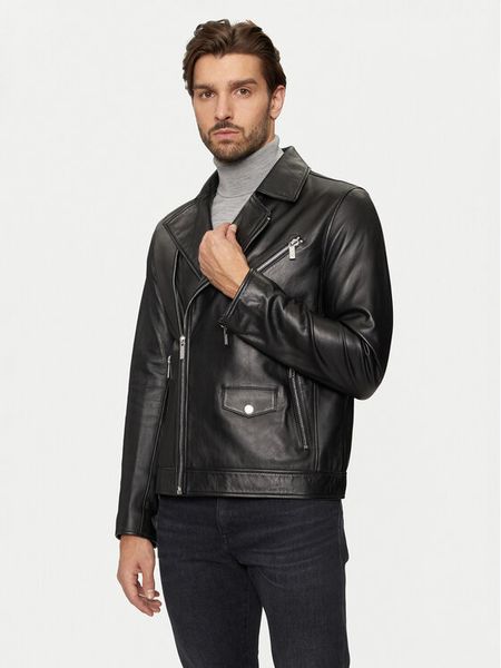 KARL LAGERFELD Kurtka skórzana 555021 544421 Czarny Regular Fit. Czarne kurtki męskie KARL LAGERFELD, m, bez wzorów, ze skóry, bez ramiączek, bez kaptura. Za 1,479.00 zł.