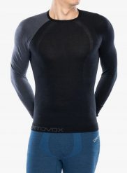 Bluza termoaktywna Ortovox 120 Comp Light Long Sleeve - black raven. Czarne bluzy nierozpinane męskie NoName, m, bez wzorów, bez ramiączek, bez kaptura. Za 486.78 zł.