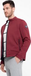 Kurtka męska Ombre Kurtka męska BIKER ze strukturalnej tkaniny - bordowa V2 OM-JANP-0138 XXL. Czerwone kurtki męskie Ombre, m, bez wzorów, z tkaniny, bez ramiączek, bez kaptura. Za 99.99 zł.