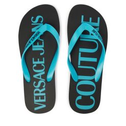 Japonki Versace Jeans Couture. Niebieskie klapki i japonki męskie Versace Jeans Couture, bez wzorów, z jeansu. Za 249.99 zł.