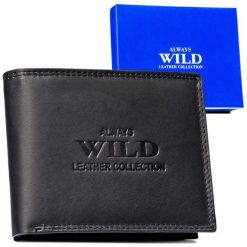 Portfel skórzany męski Always Wild AW-N6-MAL czarny. Czarne portfele męskie Always Wild, bez wzorów, ze skóry. Za 42.99 zł.