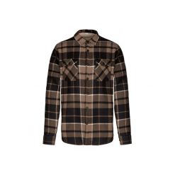 Bluza z podszewką w kratę Kariban Sherpa. Brązowe bluzy nierozpinane męskie KARIBAN, m, bez wzorów, z bawełny, bez ramiączek, bez kaptura. Za 266.00 zł.