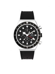Timex Zegarek Q Timex Three Time Zone Chronograph TW2V70000 Czarny. Czarne, analogowe zegarki męskie Timex. Za 639.99 zł.