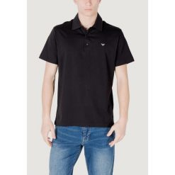 Polo z krótkim rękawem Mężczyzna EMPORIO ARMANI CONNECTED Swimwear. Czarne koszulki polo męskie Emporio Armani Connected, m, bez wzorów, z bawełny, bez kołnierzyka, bez ramiączek. Za 400.50 zł.
