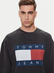 Tommy Jeans Bluza Big Flag DM0DM19222 Czarny Relaxed Fit. Czarne bluzy nierozpinane męskie Tommy Jeans, m, bez wzorów, z bawełny, bez ramiączek, bez kaptura. Za 219.99 zł.