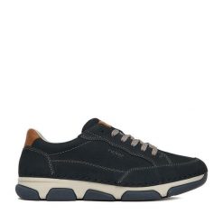 Półbuty Rieker. Niebieskie codzienne półbuty męskie Rieker, bez wzorów, bez obcasa, bez zapięcia. Za 439.99 zł.