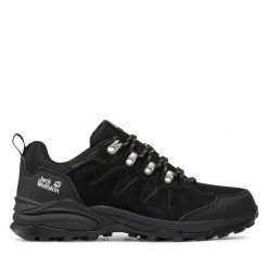 Trekkingi Jack Wolfskin. Czarne buty trekkingowe męskie Jack Wolfskin, bez wzorów, sportowe, bez obcasa, bez zapięcia. Za 399.99 zł.